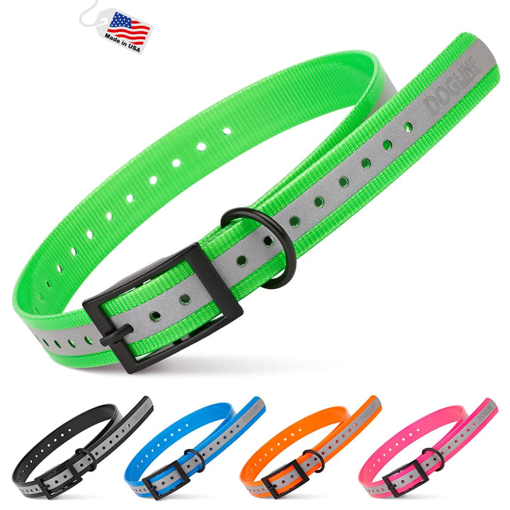 Green and gray dog collar with matching color options on a white background