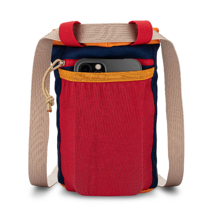 midnight blue and red dog treat pouch for dog training with zippered pocket for car keys or phone or spare poop bags