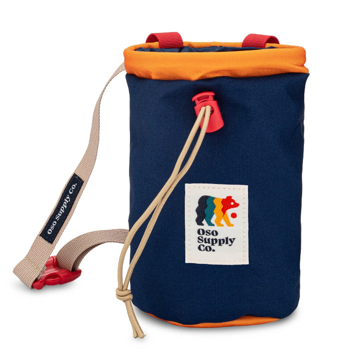 front of midnight blue dog treat pouch with secure closure to keep training dog treats fresh