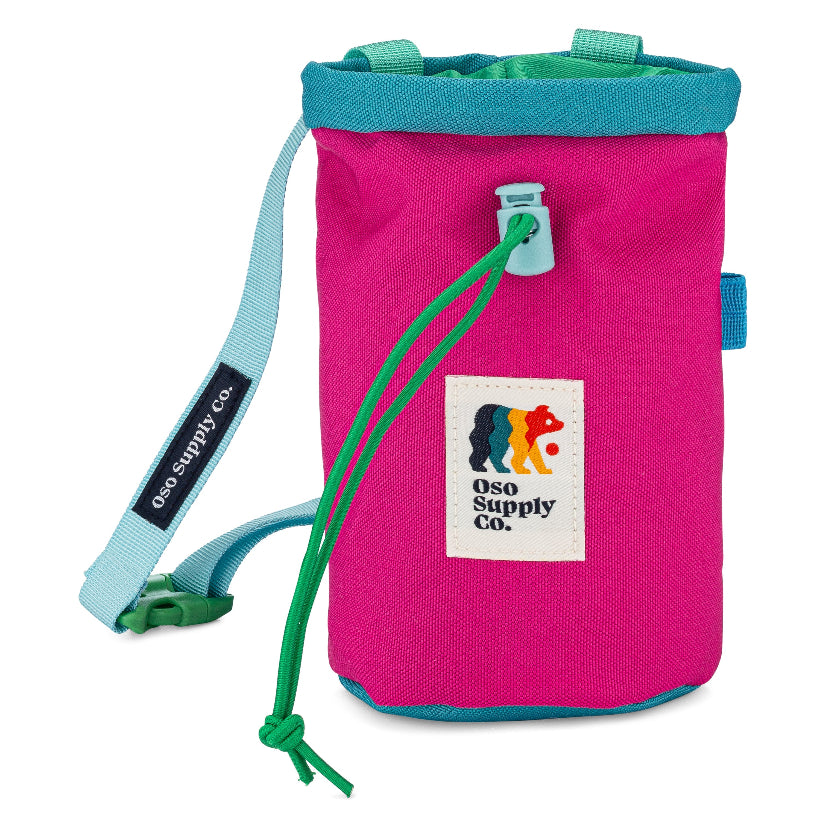 Pink dog treat pouch for training dog treats with closure to keep treats fresh